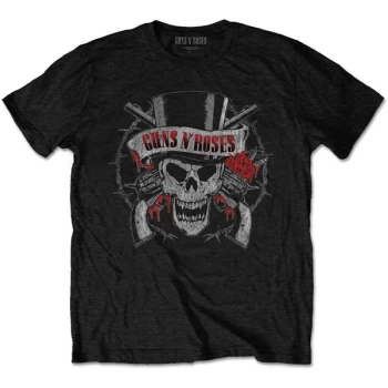 Image of Guns N' Roses - Distressed Skull Mens Large T-Shirt - Black