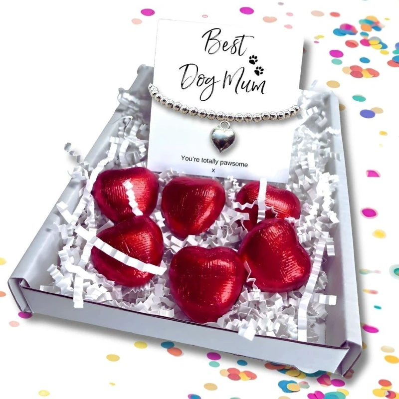 Image of Aye Do Gifts Best Dog Mum Mini Gift Hamper Heart Bracelet Silver female Mini Gift