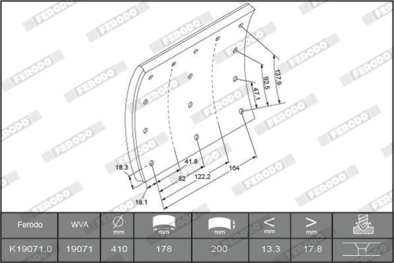 Image of Brake Lining Kit, drum brake FERODO K19071.0-F3660