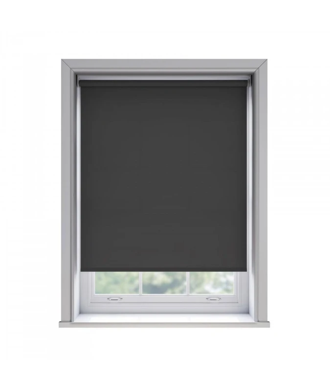 Image of New Edge Blinds No Drill Black Thermal Blackout Roller Blind 170cm Drop Size: 125cm Black Unisex 125 cm