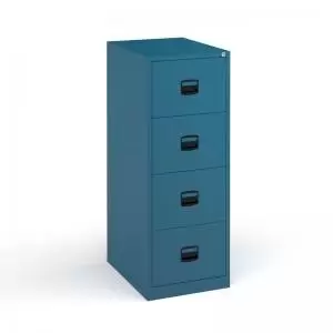 image of Steel 4 drawer contract filing cabinet 1321mm high - blue