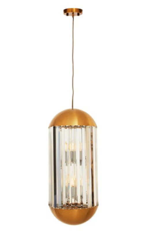 Image of Orsina Capsule 6 Bulb Pendant Light, Metal Frame With Crystal Panels, Contemporary Minimalist Ceiling Light