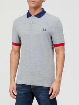 image of Fred Perry Contrast Trim Polo Shirt - Steel, Steel Size M Men