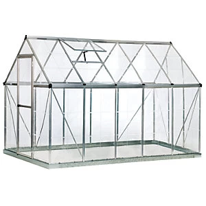 image of Palram 6 x 10ft Harmony Large Silver Aluminium Apex Greenhouse with Polycarbonate Panels