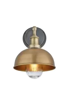 Image of Brooklyn Outdoor & Bathroom Dome Wall Light, 8 Inch, Brass, Brass Holder