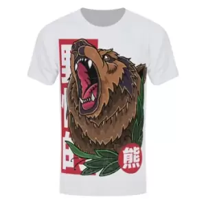 image of Unorthodox Collective Mens Bear Tattoo T-Shirt (M) (White/Brown/Red)