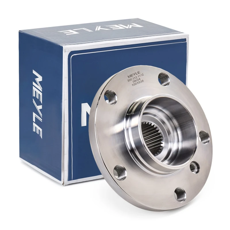 Image of MEYLE 300 312 1112 Wheel Hub Front Axle, without wheel bearing, without fastening/mounting material Wheel Hub (653)