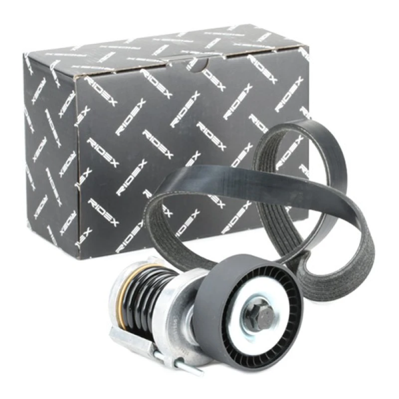 Image of RIDEX 542R0992 V-ribbed belt set with tensioner arm, tensioner pulley V-Ribbed Belt Set (542)