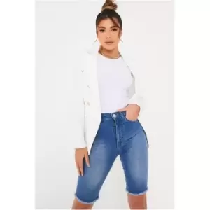 Image of I Saw It First Mid Wash Denim Cycling Shorts - Blue