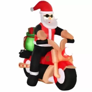 Image of Inflatable Light Up Santa on a Motorcycle 170cm, none