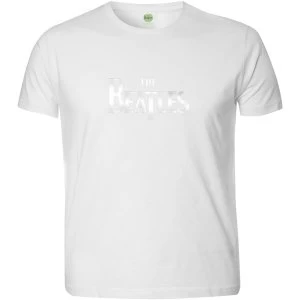 image of The Beatles - Drop T Logo Unisex Large T-Shirt - White