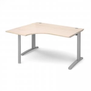 image of TR10 Left Hand Ergonomic Desk 1400mm - Silver Frame maple Top