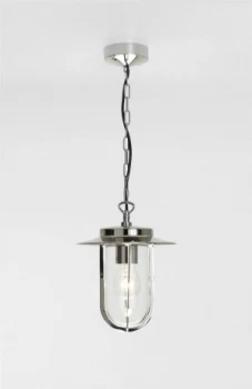 image of 1 Light Outdoor Ceiling Pendant Light Polished Nickel IP44, E27