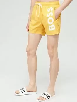 Image of BOSS Octopus Swim Shorts - Yellow, Yellow, Size L, Men