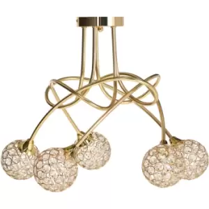 image of HOMCOM Chandelier Ceiling Light Pendant Light with 5 Globe Lampshades, Gold - Gold Tone