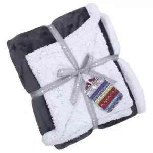 image of Lux Sherpa Fleece Throw Charcoal