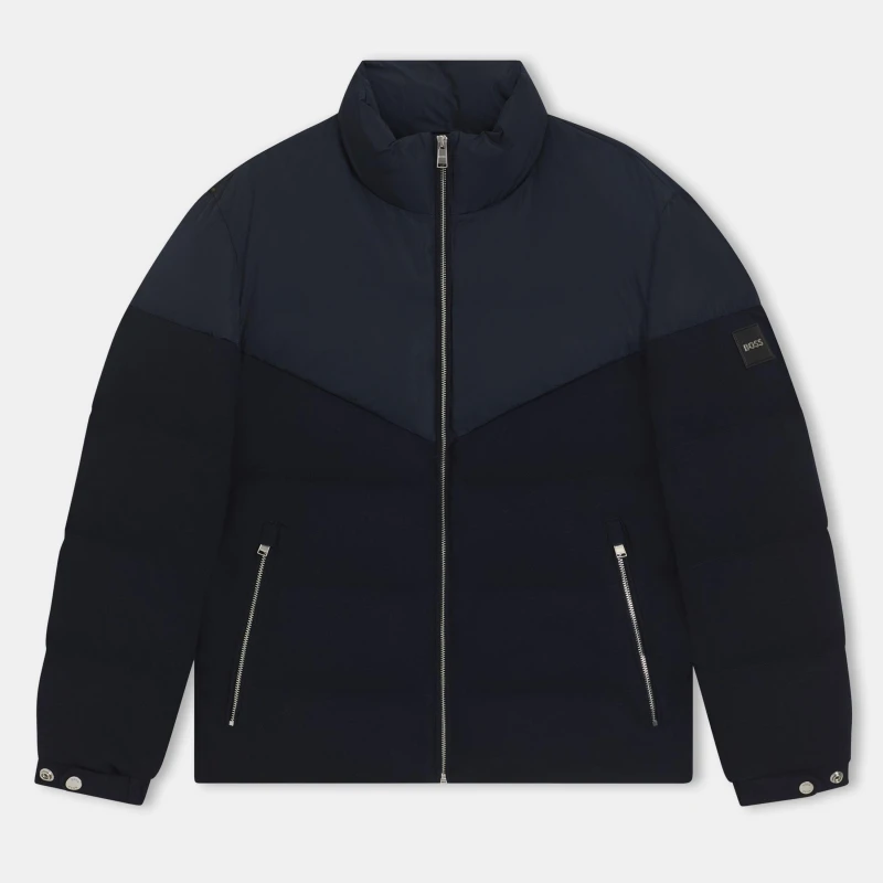 Image of Boss Mens HBB Clanello Long Sleeve Medium Puffer Jacket Dark Blue 404 male Small