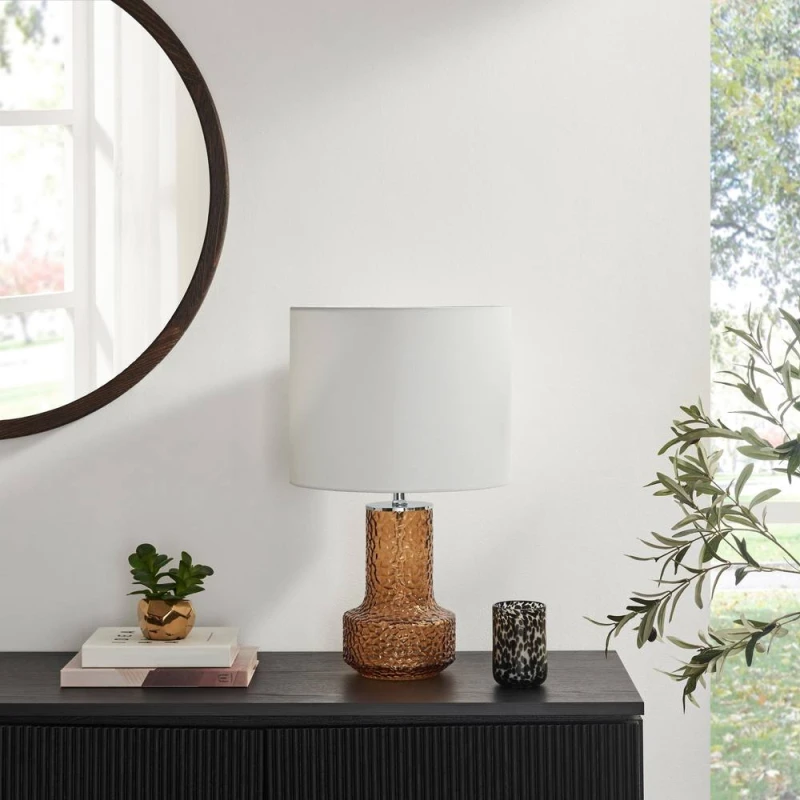 Image of FurnitureboxUK Amber Orange Glass Table Lamp Orange Unisex