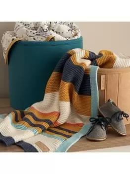 image of Tutti Bambini Chunky Striped Knitted Baby Blanket - Our Planet