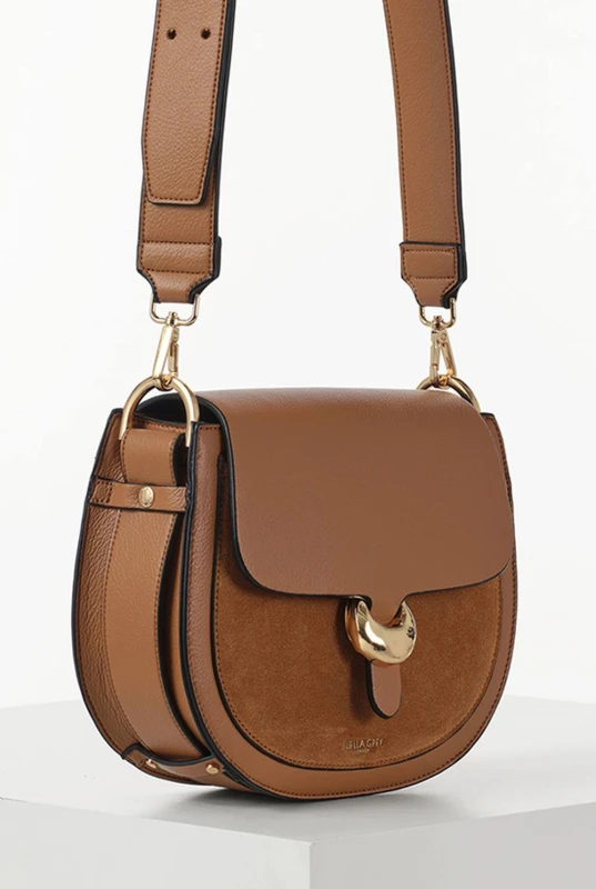 Image of Luella Grey Womens 'Venetia' Saddle Crossbody in Tan Tan Female One Size