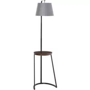 image of 165cm Unique Floor Lamp & Middle Wood Shelf Industrial Style Brown Black - Homcom