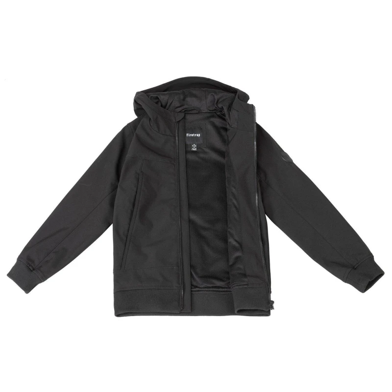 Image of Firetrap Kids Pocket Hooded Long Sleeve Softshell Jacket Black09 male 7-8 Years
