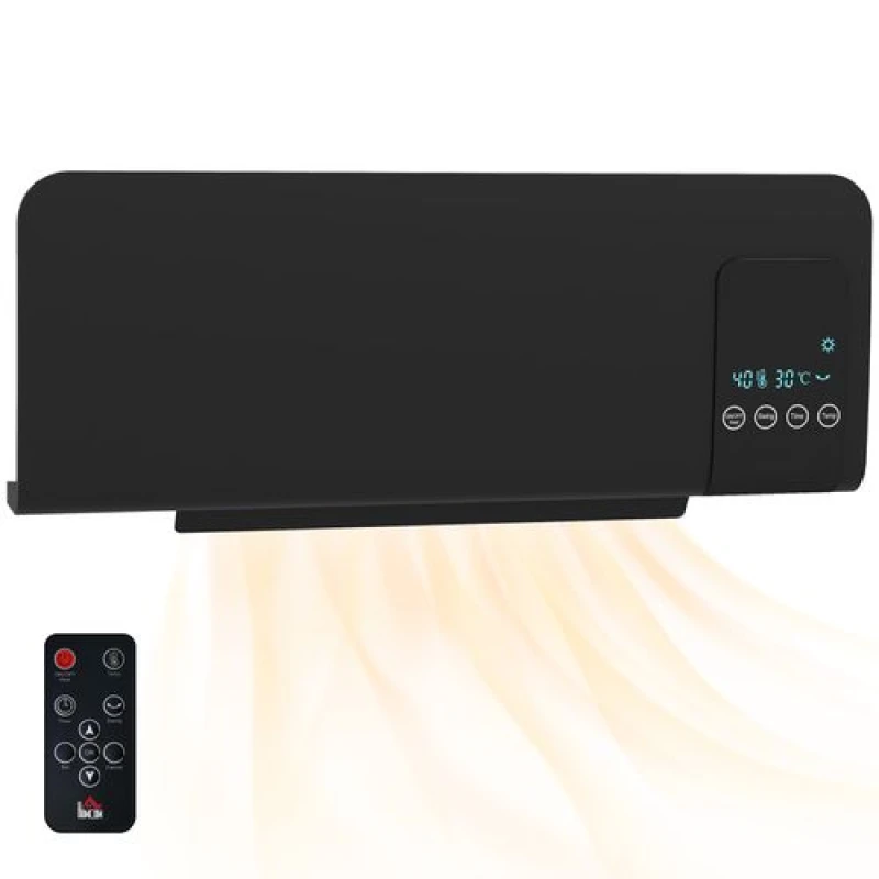 Image of HOMCOM HOMCOM Wall Mounted Electric Heater with 2 Modes, 12H Timer and Oscillation in White White One Size Unisex 5056725577902
