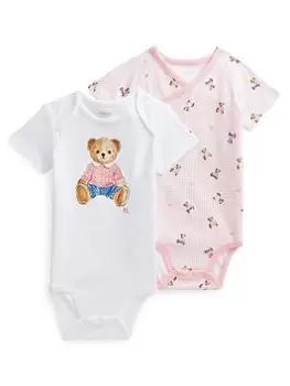 Image of Ralph Lauren Baby Girls 2Pk Bodysuits Gift Box - Pink, Size 3 Months