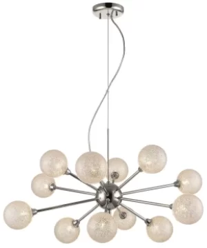 Image of Spring 12 Light Multi Arm Ceiling Pendant Chrome Glass Twelve, G9