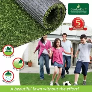 Image of Gardenkraft - 26079 Roll 4m x 1m 15mm Pile Height Carpet Artificial Grass Astro Garden Lawn High Density Fake Turf, Dark Green