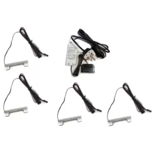 image of Moderix Glass Clips LED Light Set Metal 66mm Cupboard Lighting Kit - Light Colou