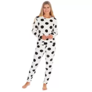 Image of Forever Dreaming Womens/Ladies Spot Print Flannel Fleece Pyjamas (XL) (White/Black)