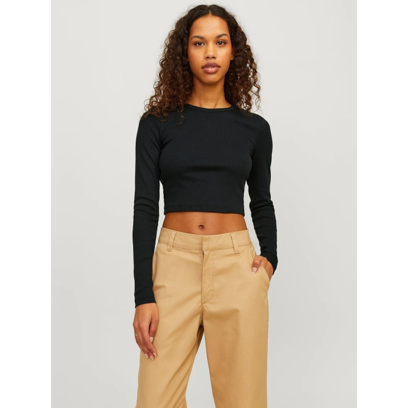Image of JJXX Womens Feline Long-Sleeve Crop Top Black female 14 (L)