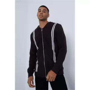 Image of I Saw It First Stripe Zip Through Knit Top - Brown
