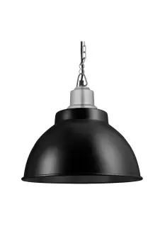 image of Brooklyn Dome Pendant, 13 Inch, Black, Light Pewter Chain Holder