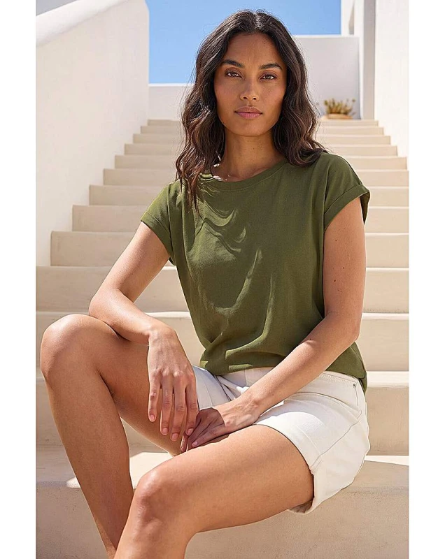 Image of Roman Originals Roman Stretch Cotton Jersey T-Shirt Olive - Roman Originals - Size: 20 Olive Female 20 DB62228