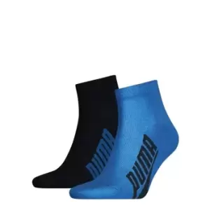 image of Puma 2 Pack BWT LS Quarter Socks - Blue