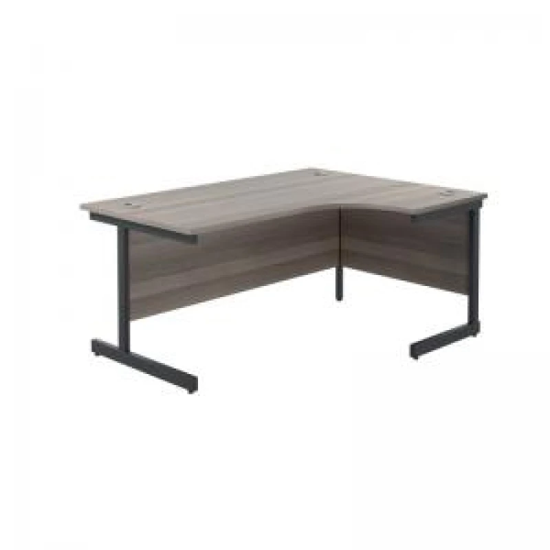 Image of Jemini Radial Right Hand Single Upright Cantilever Desk 1600x1200x730mm Grey Oak/Black KF819714