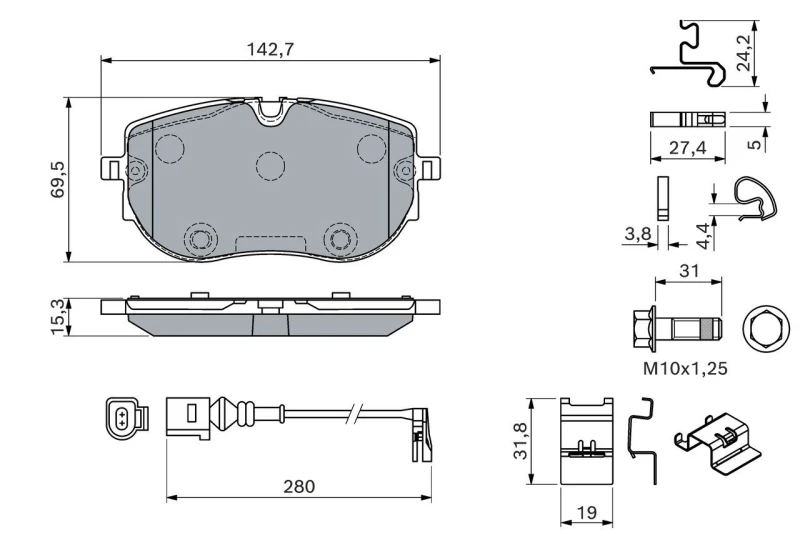 Image of Brake pad set Bosch 0 986 460 201