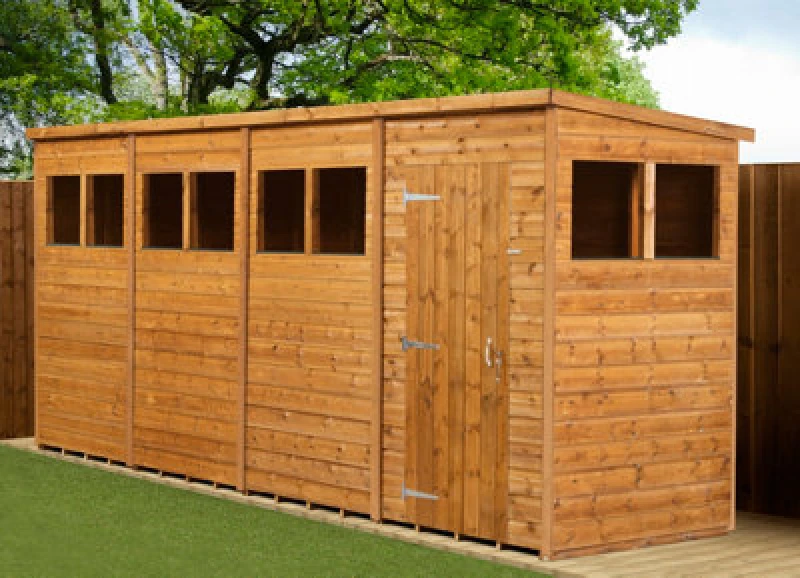 Image of Empire Sheds Empire Modular Pent 16X4 With Windows Dipped Treated Tongue And Groove Wooden Garden Shed (16' X 4' / 16ft X 4ft) (16X4)