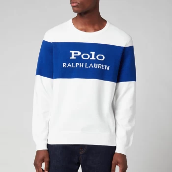 Image of Polo Ralph Lauren Mens Stripe Crewneck Sweatshirt - White - XXL
