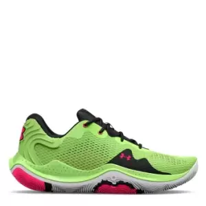 image of Under Armour Spawn 4, Quirky Lime / Halo Gray / Penta Pink, size: 7+, Unisex, Basketball Performance, 3024971-301