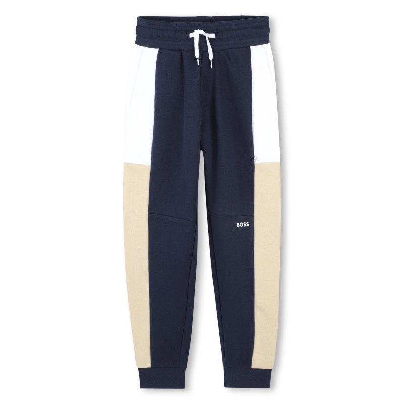 Image of Boss Kids Cotton Closed Cuff Joggers Navy 849 male 16 Yrs