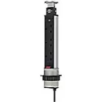 Image of brennenstuhl Tower Power Extension 3 Way Socket 2m Black & Silver
