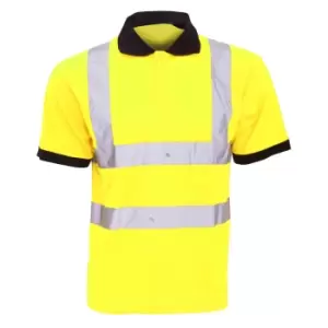 image of Yoko Hi-Vis Short Sleeve Polo Shirt / Mens Workwear (3XL) (Hi-Vis Yellow)