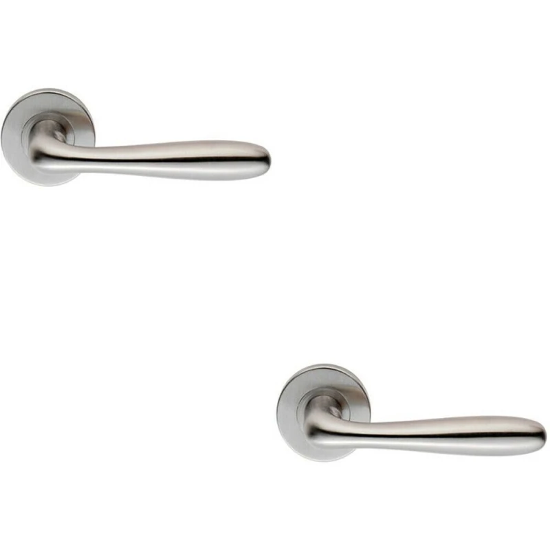 Image of Loops 2x PAIR Smooth Rounded Bar Handle on 8mm Round Rose Concealed Fix Satin Steel Metallics