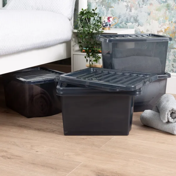 Image of Wham Crystal Set of 5 Boxes & Lids, 28L Black