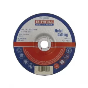 image of Faithfull FAI1803MDC Depressed Centre Metal Cutting Disc 180 x 3.2...