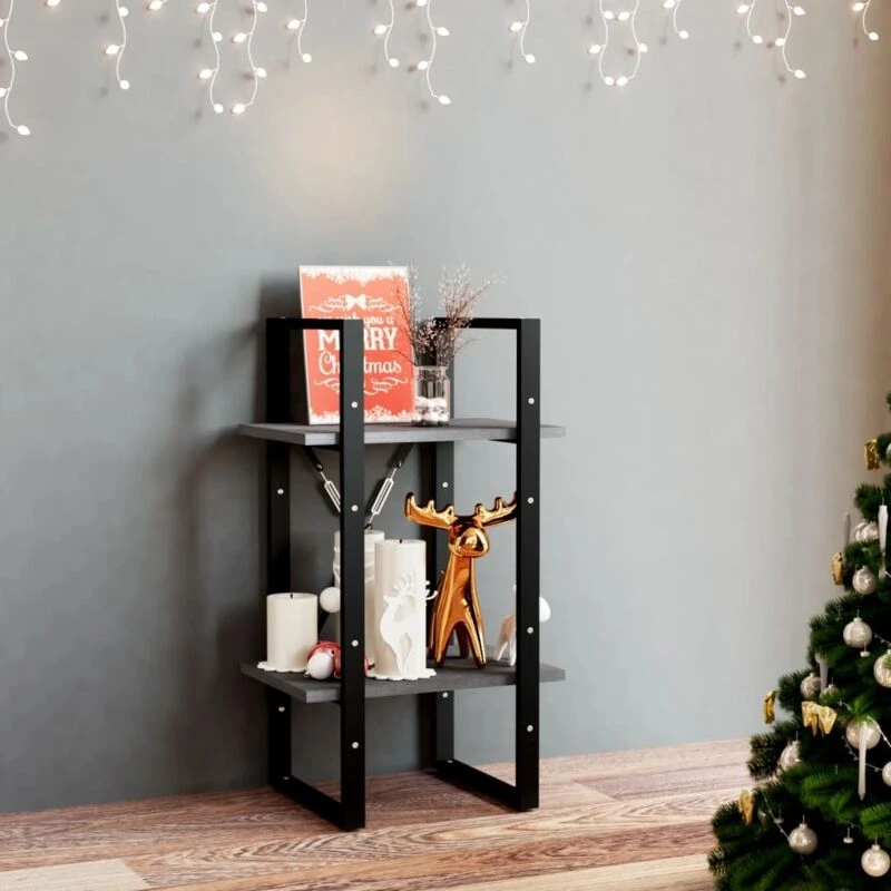 Image of VIDAXL Vidaxl - 2-Tier Book Cabinet Grey 40x30x70cm Solid Pine Wood 8720286567043