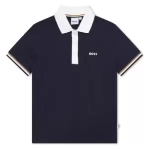 Image of Boss Stripe Arm Polo Shirt Junior Boys - Blue